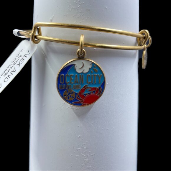 Alex And Ani Ocean City Maryland Beach Bangle Bracelet Summer Nautical NWT - Picture 2 of 9